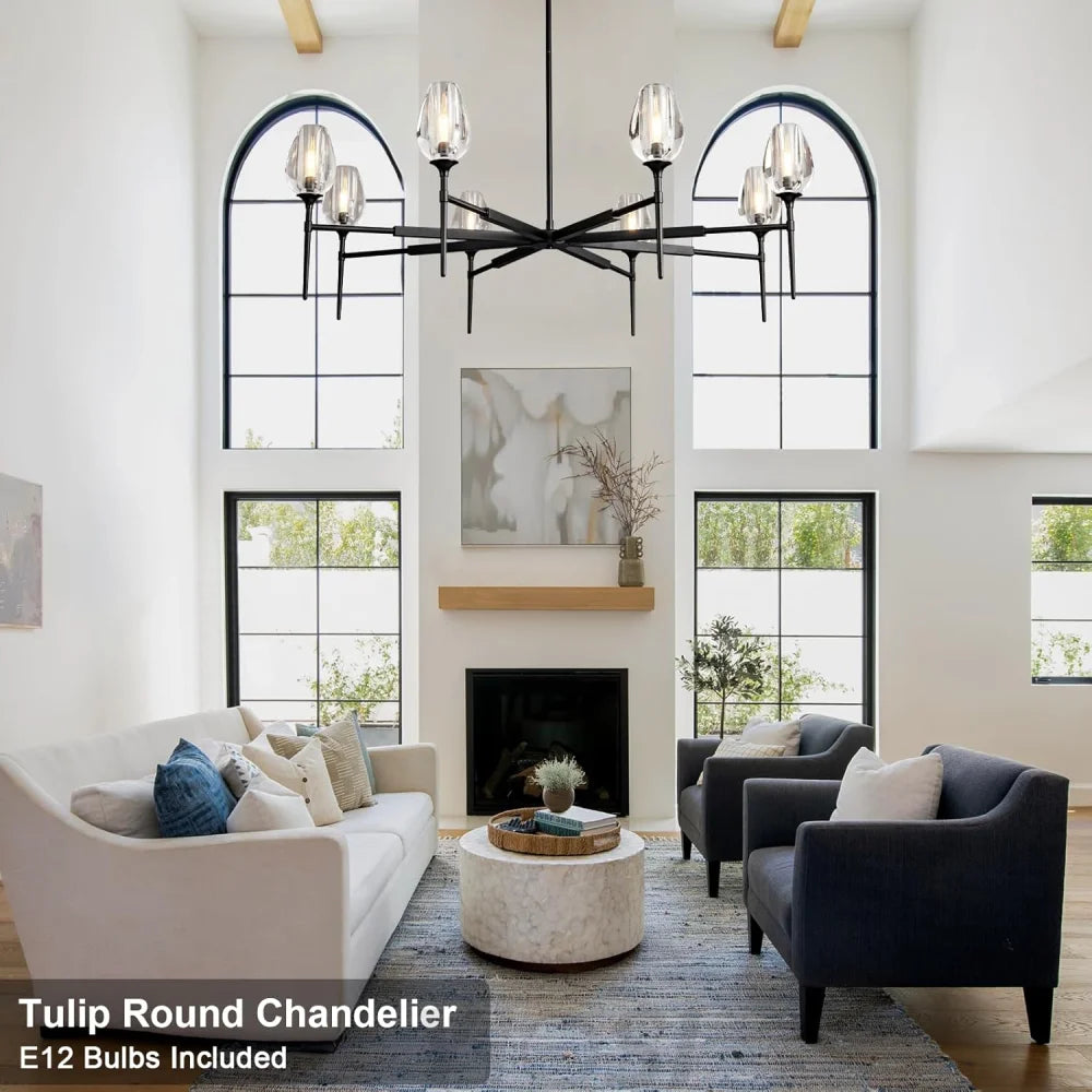 Modern tulip shaped crystal chandelier
