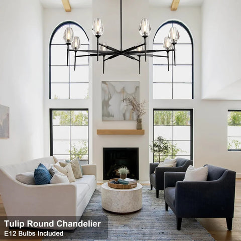 Modern tulip shaped crystal chandelier