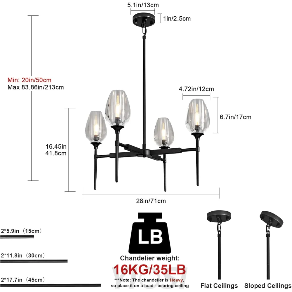 Modern tulip shaped crystal chandelier