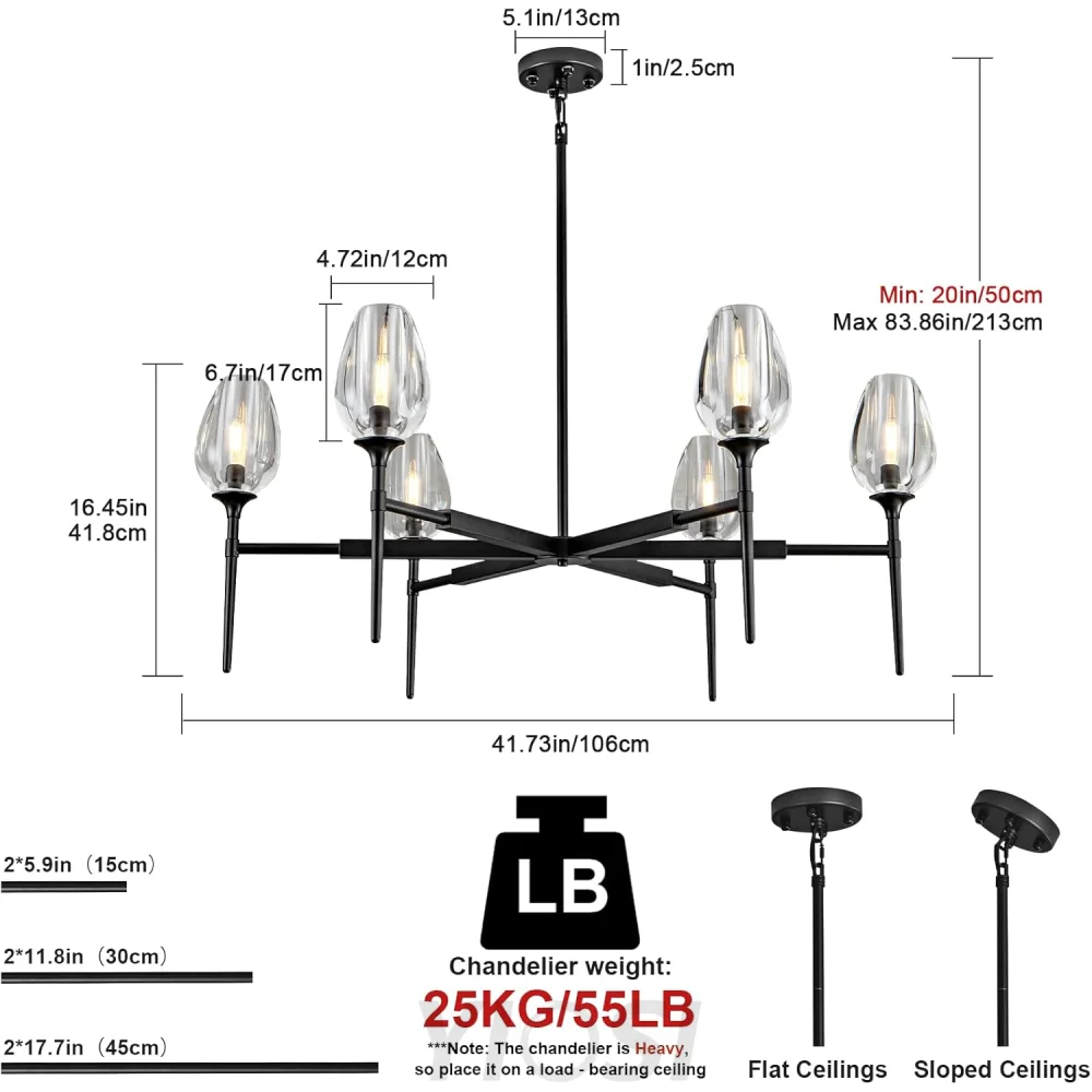 Modern tulip shaped crystal chandelier