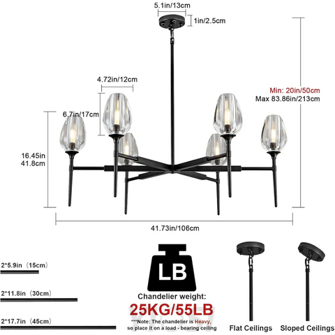 Modern tulip shaped crystal chandelier