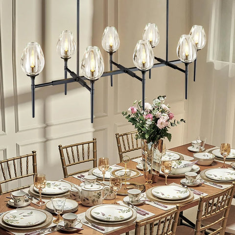Modern tulip shaped crystal chandelier