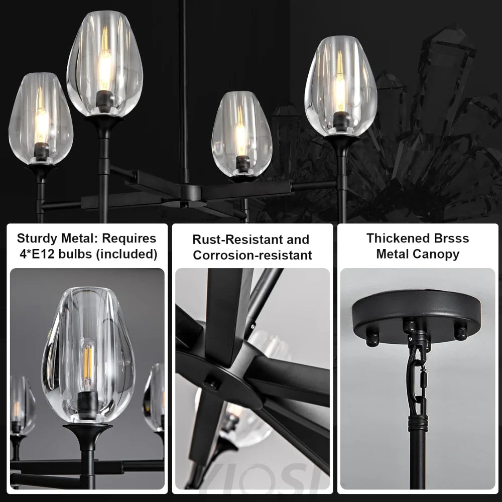 Modern tulip shaped crystal chandelier