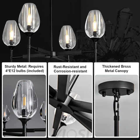 Modern tulip shaped crystal chandelier