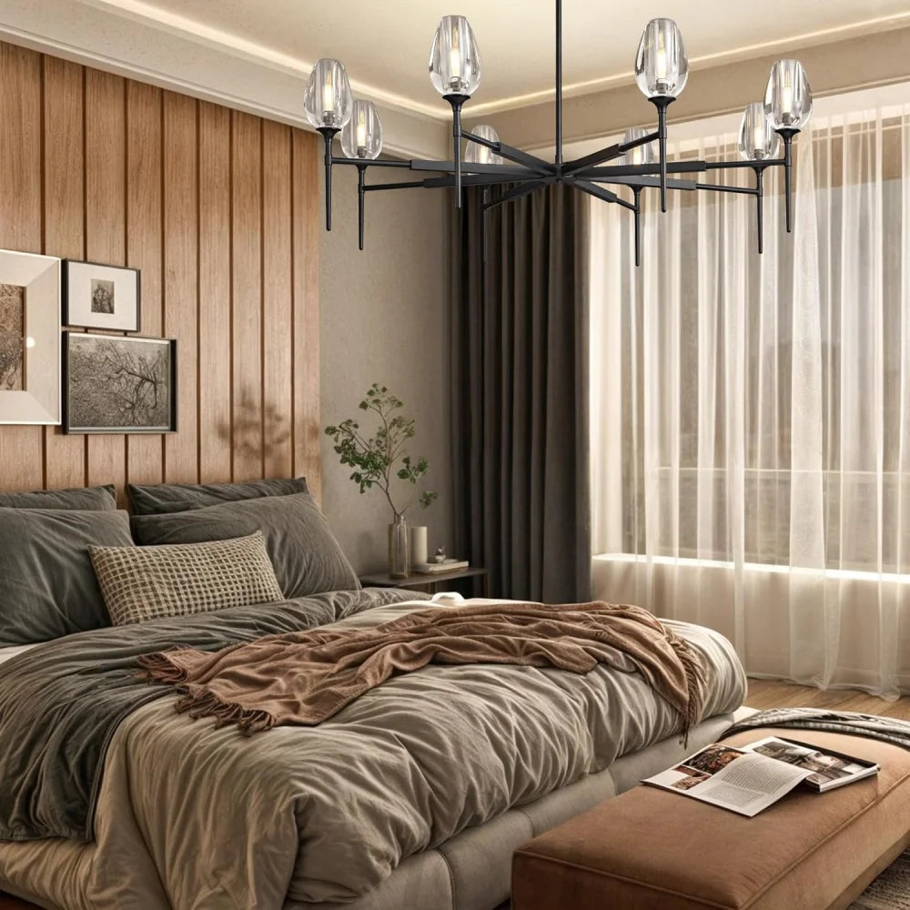 Modern tulip shaped crystal chandelier
