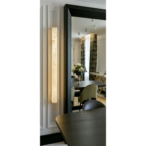 Modern Vertical Alabaster Wall Sconce Chrome / 3’’ W X 20’’ H Light Fixtures