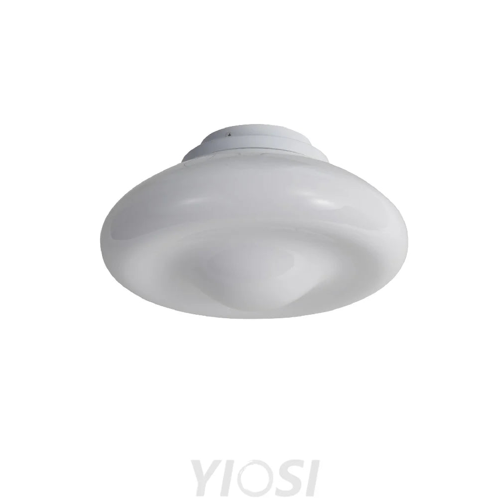 Modern white lacquered glass chandelier