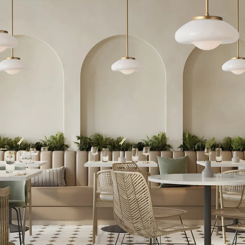 Modern white lacquered glass chandelier
