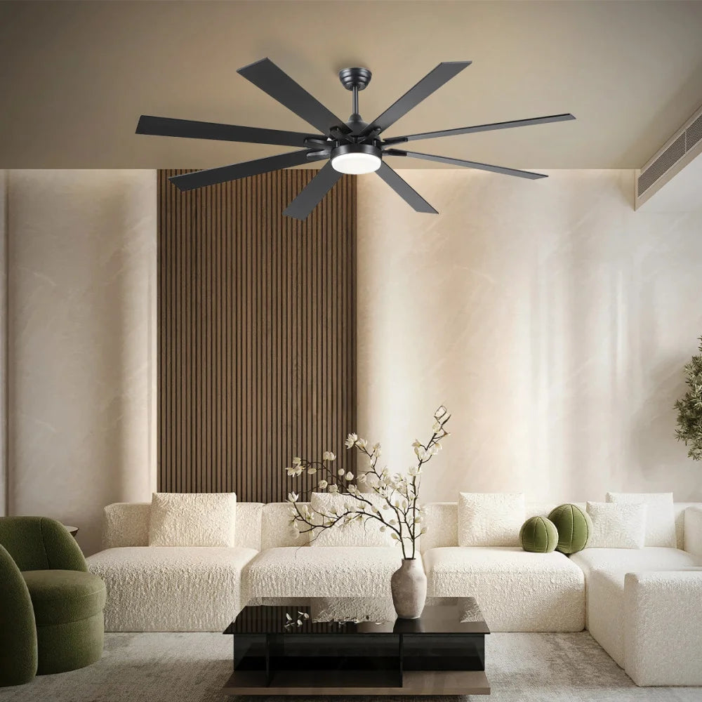 Modern Wood-Look Ceiling Fan with Light – Flush Mount Design Chandelier