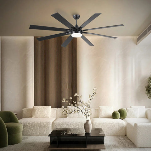Modern Wood-Look Ceiling Fan with Light – Flush Mount Design Chandelier