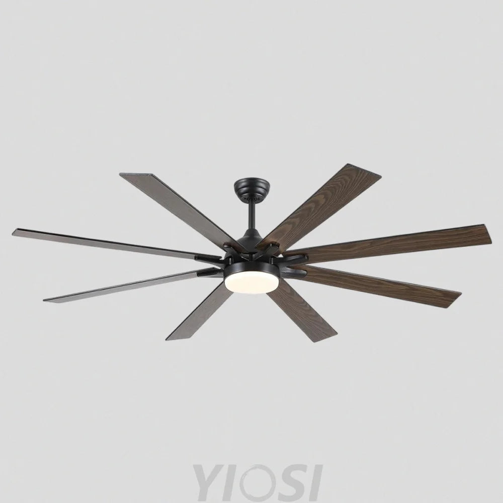 Modern Wood-Look Ceiling Fan with Light – Flush Mount Design Chandelier