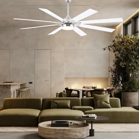 Modern Wood-Look Ceiling Fan with Light – Flush Mount Design Chandelier