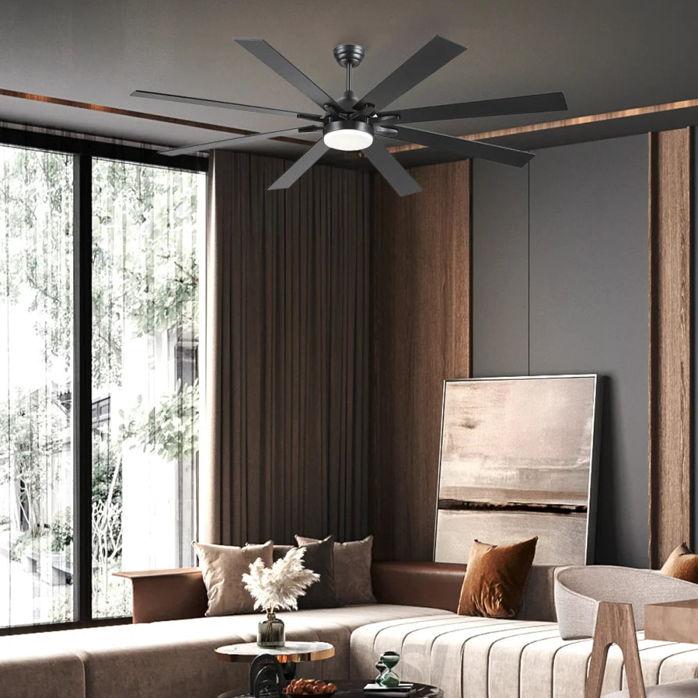 Modern Wood-Look Ceiling Fan with Light – Flush Mount Design Chandelier