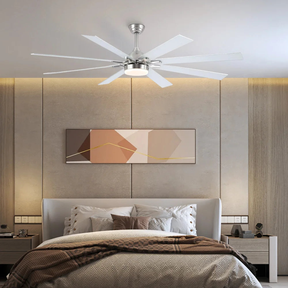 Modern Wood-Look Ceiling Fan with Light – Flush Mount Design Chandelier