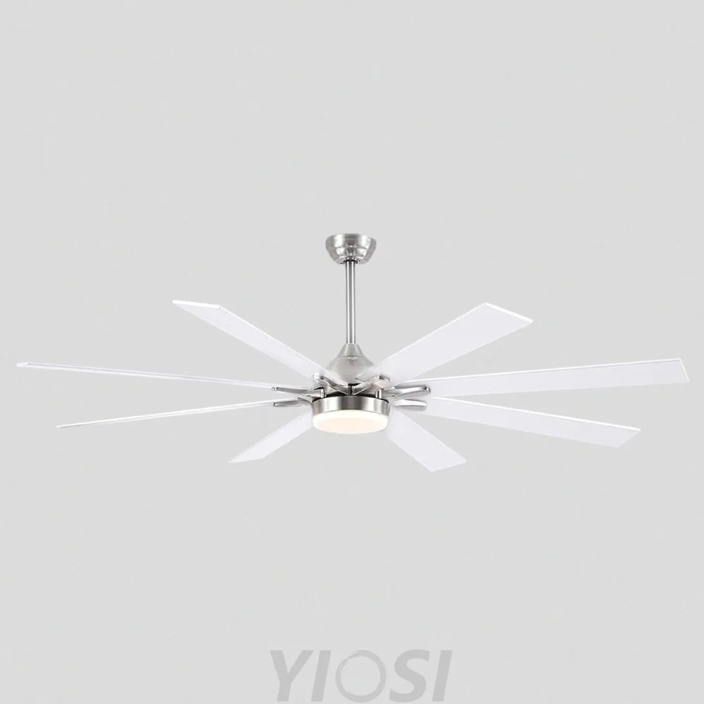 Modern Wood-Look Ceiling Fan with Light – Flush Mount Design Nickel Chandelier