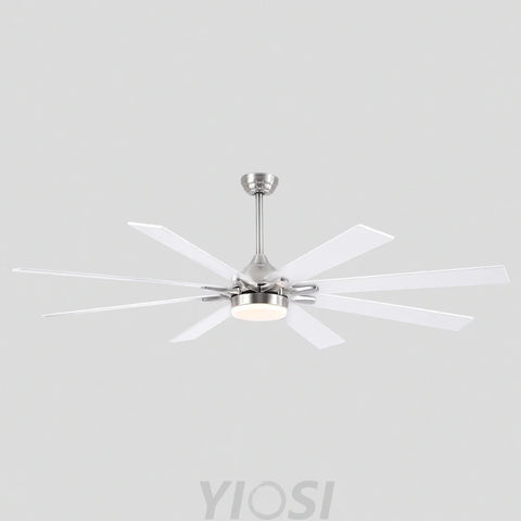 Modern Wood-Look Ceiling Fan with Light – Flush Mount Design Nickel Chandelier