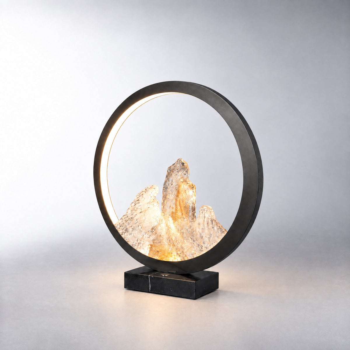 Moonlit Realm Modern Crystal Table Lamp – lights on