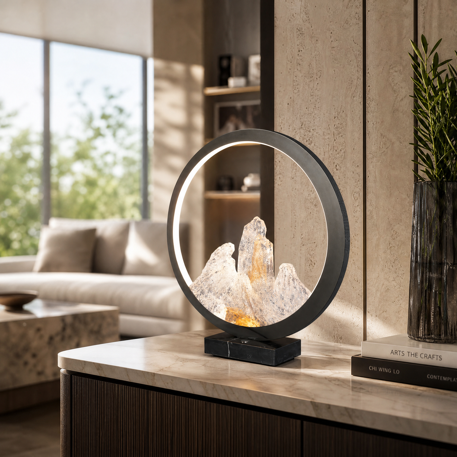 Moonlit Realm Modern Crystal Table Lamp - main