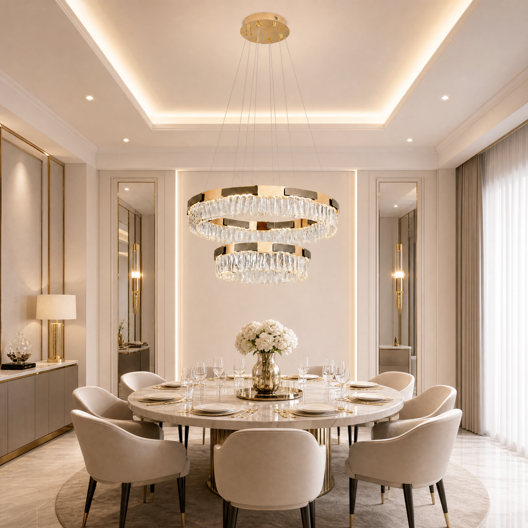 Mughetto Crystal Duo Chandelier