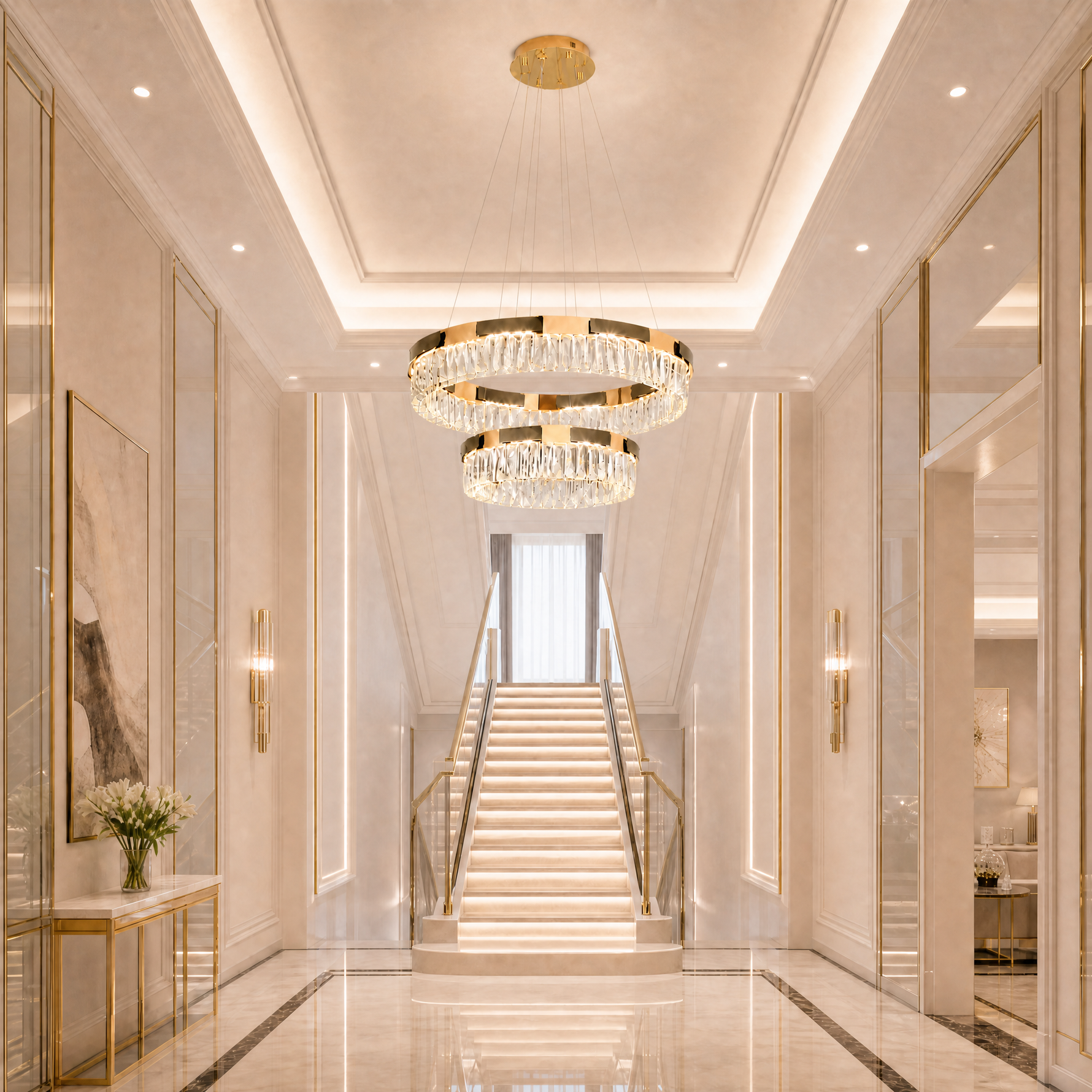 Mughetto Crystal Duo Chandelier