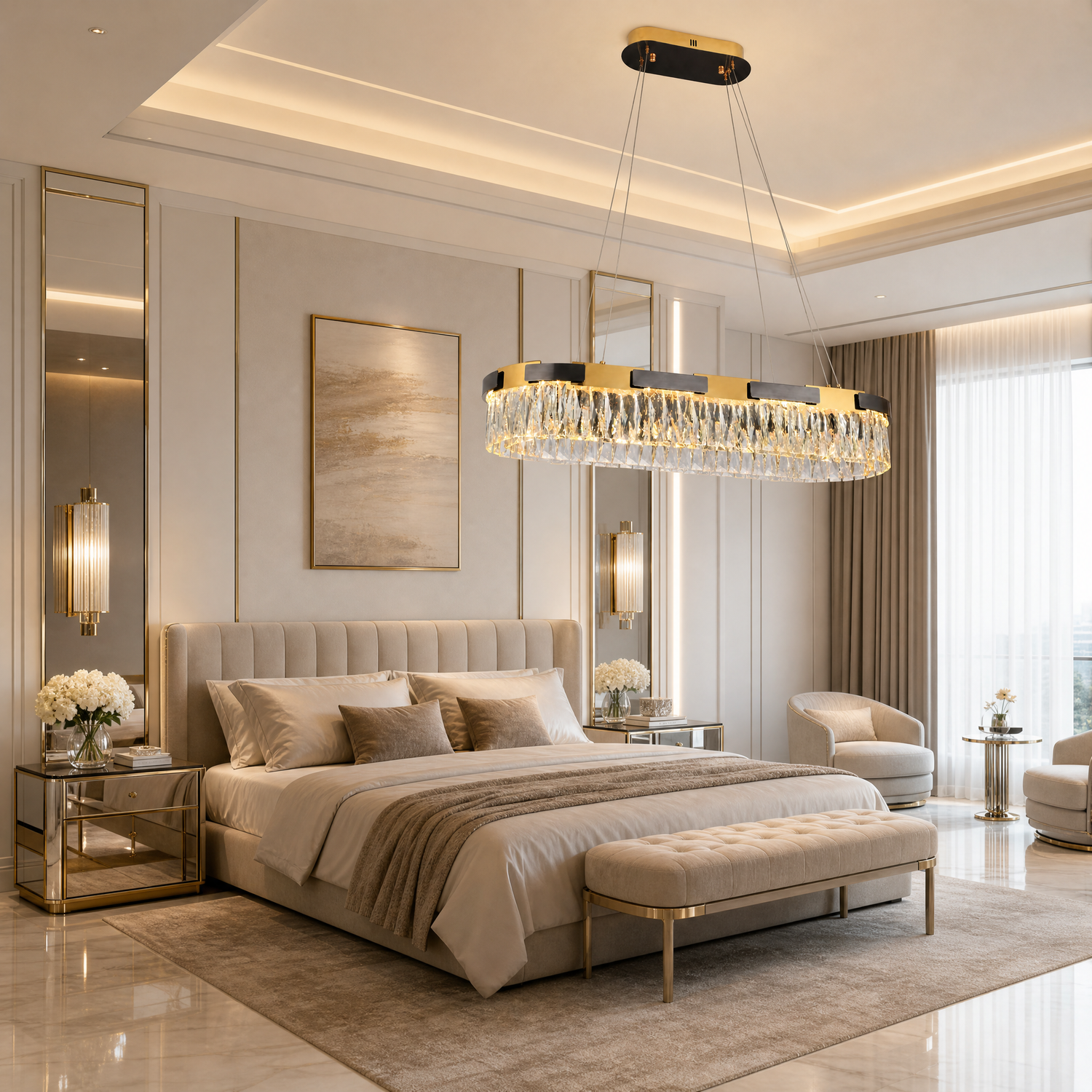 Mughetto Crystal Rectangular Chandelier