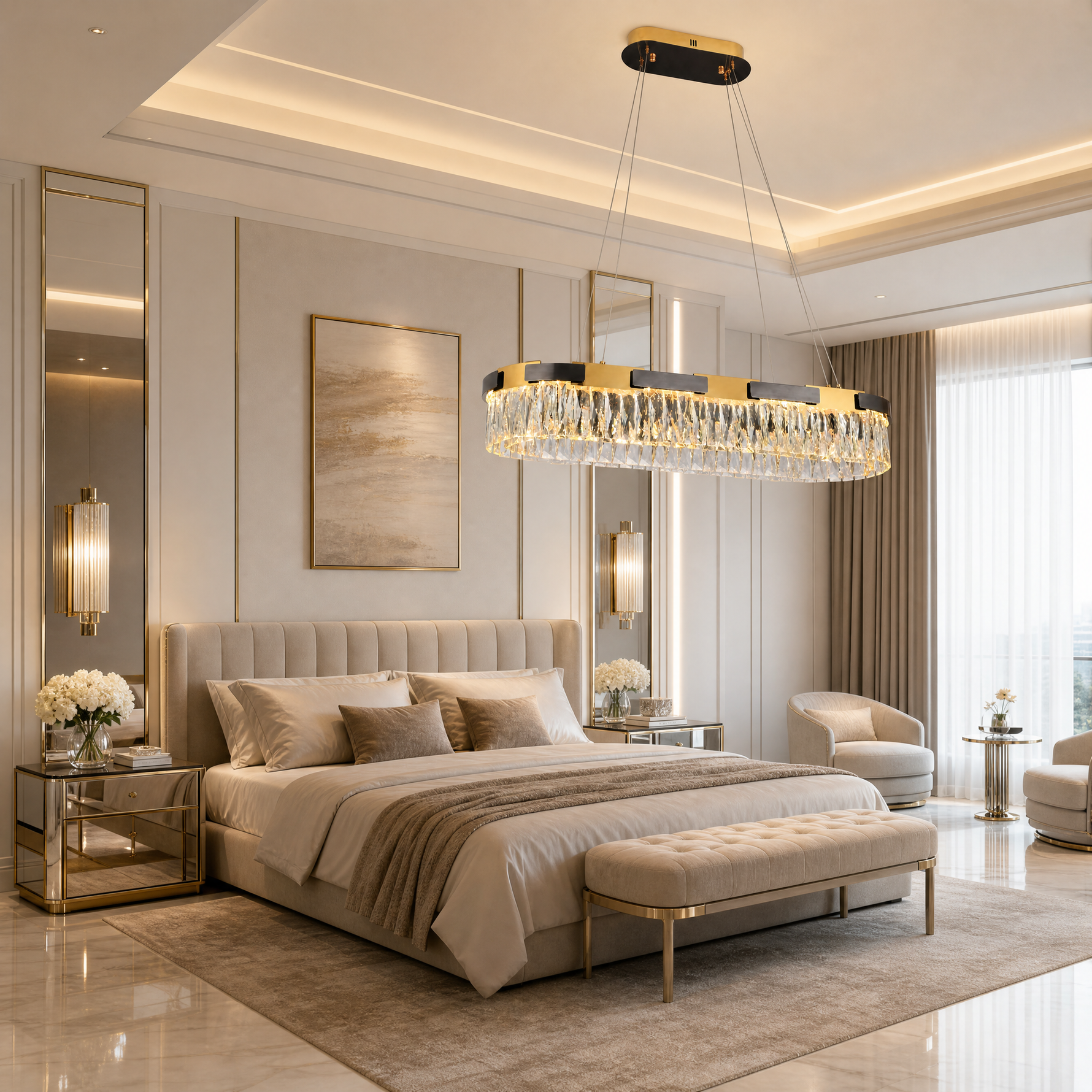Mughetto Crystal Rectangular Chandelier