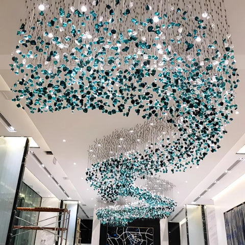 Multicolor Crystal Stone Round/Long canopy Chandelier - Helia-1-Yiosilamp