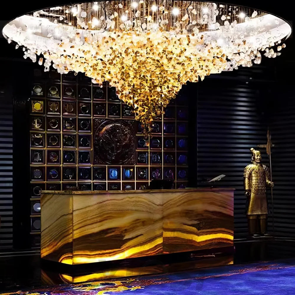 Multicolor Crystal Stone Round/Long canopy Chandelier - Helia-1-Yiosilamp