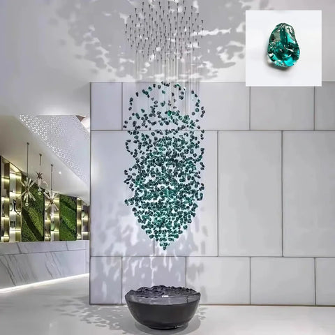 Multicolor Crystal Stone Round/Long canopy Chandelier - Helia-1-Yiosilamp