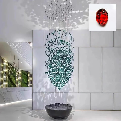 Multicolor Crystal Stone Round/Long canopy Chandelier - Helia-1-Yiosilamp