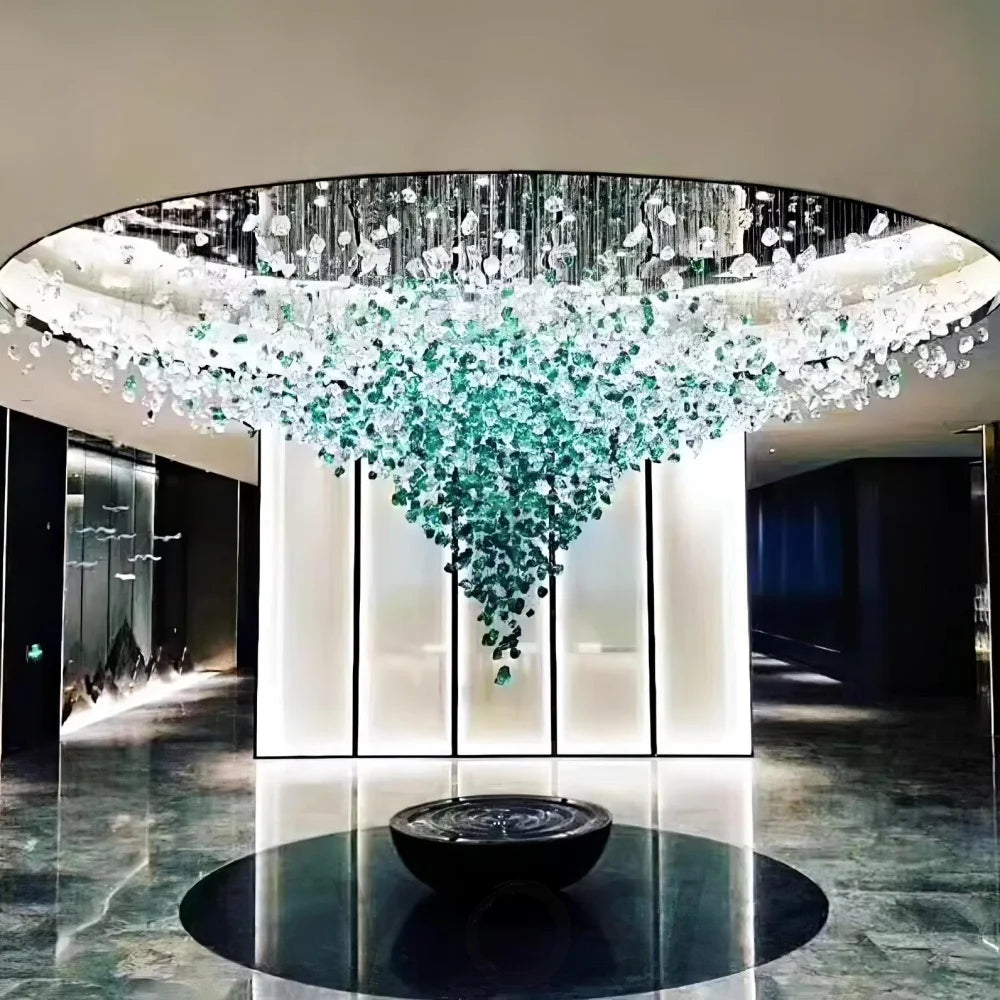 Multicolor Crystal Stone Round/Long canopy Chandelier - Helia-1-Yiosilamp