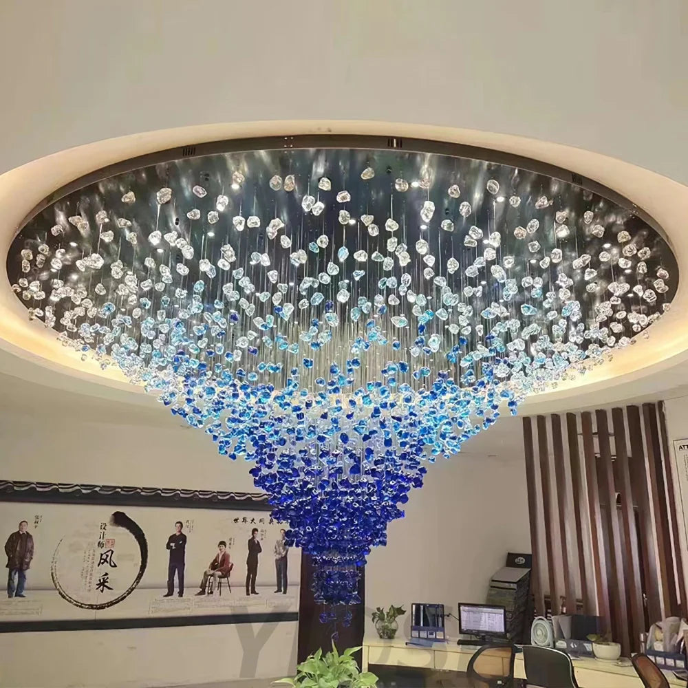 Multicolor Crystal Stone Round/Long canopy Chandelier - Helia-1-Yiosilamp