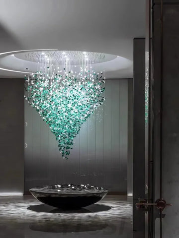 Multicolor Crystal Stone Round/Long canopy Chandelier - Helia-1-Yiosilamp