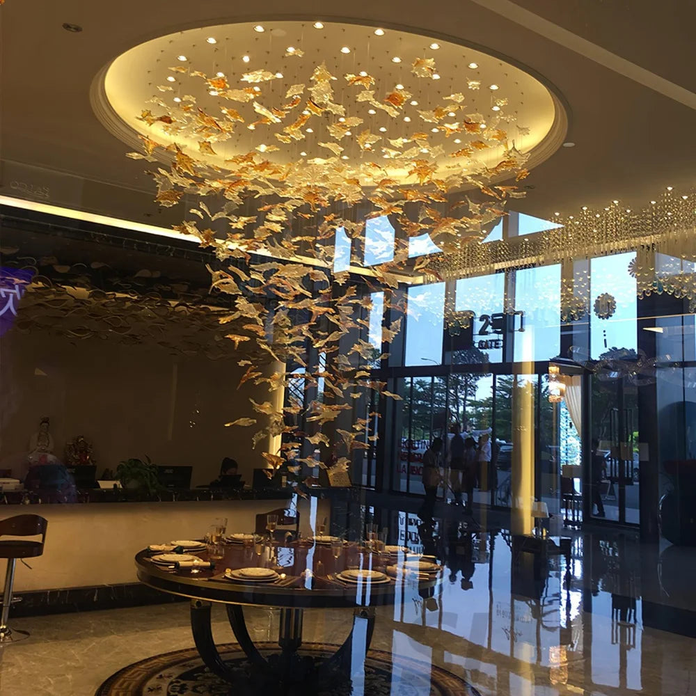 Multicolor Maple Leaf Chandelier - Helia-1-Yiosilamp