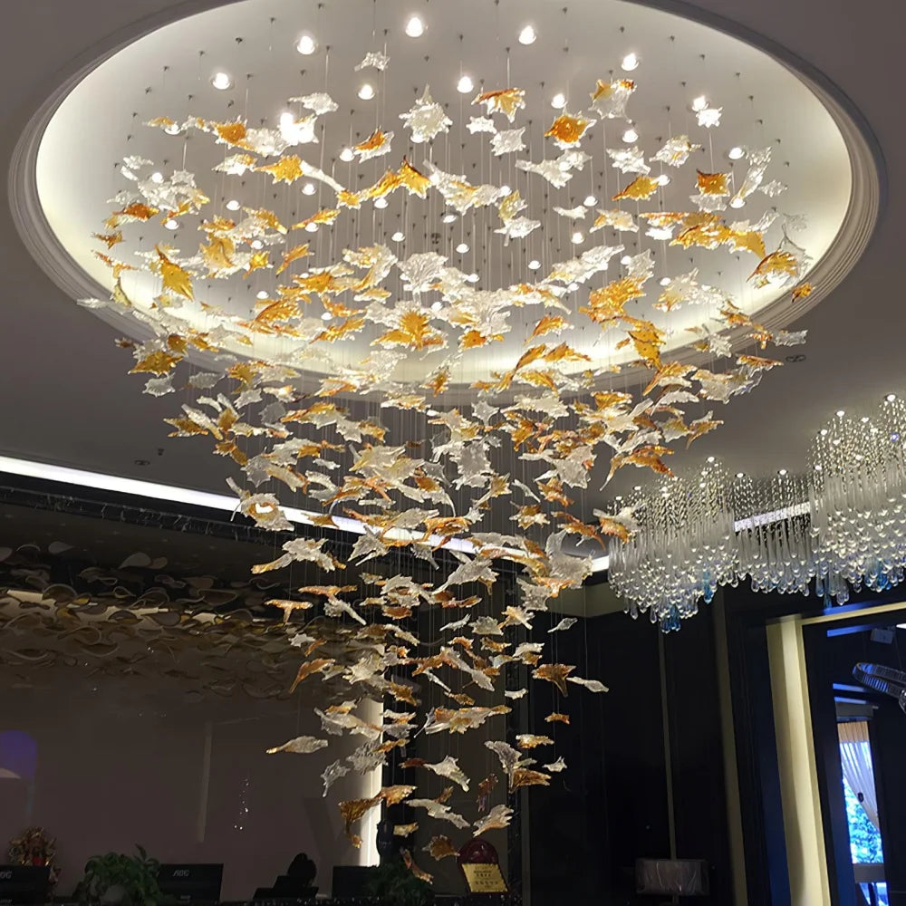 Multicolor Maple Leaf Chandelier - Helia-1-Yiosilamp