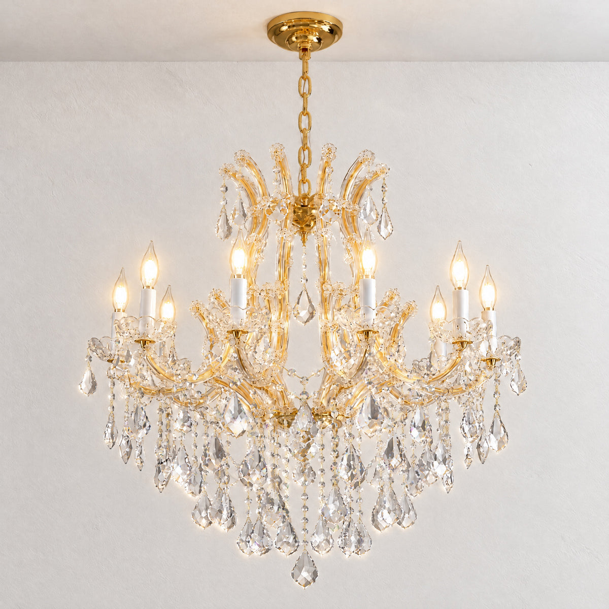 30" 10-Light Maria Theresa Crystal Chandelier - Gold
