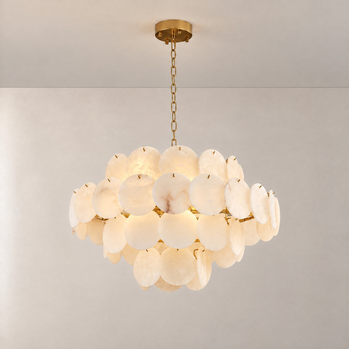 Natural Alabaster 31.5" Round Chandelier