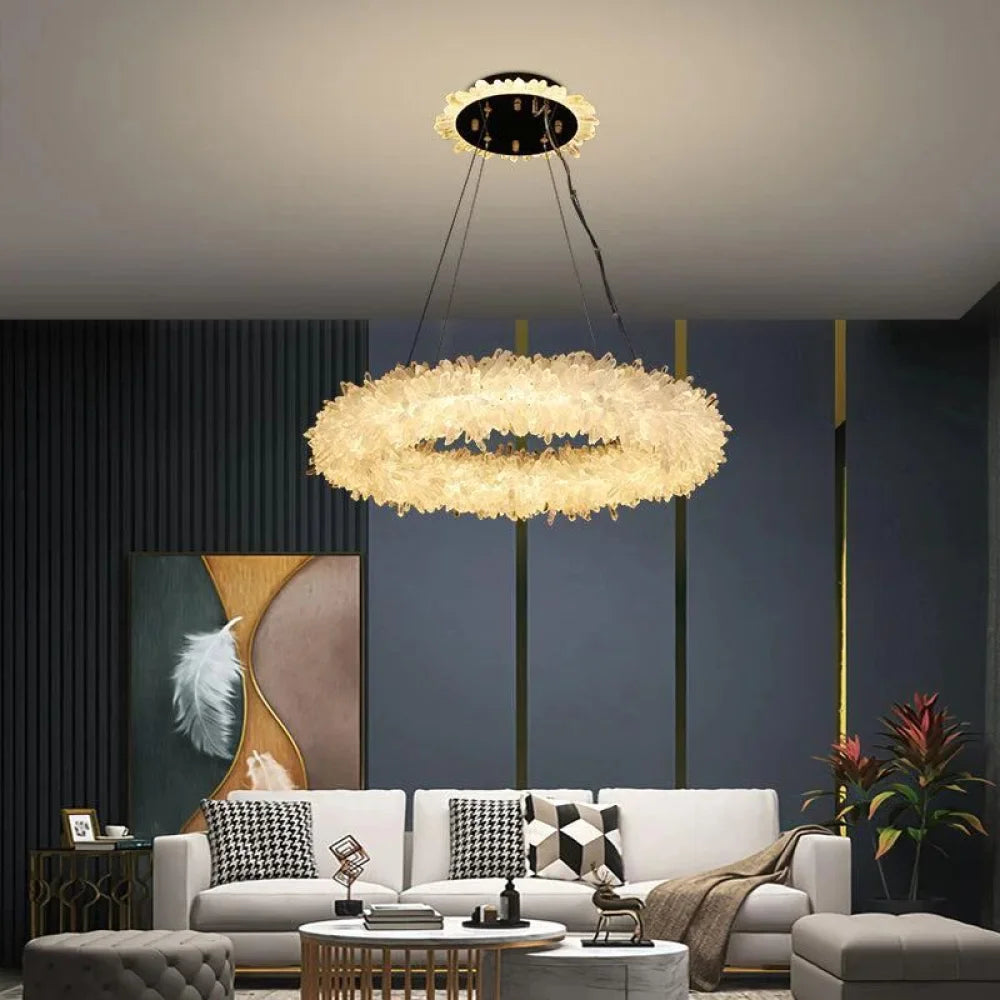 Rock Crystal Halo Modern Chandelier - camilalamps