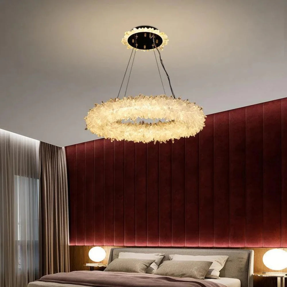 Rock Crystal Halo Modern Chandelier - camilalamps