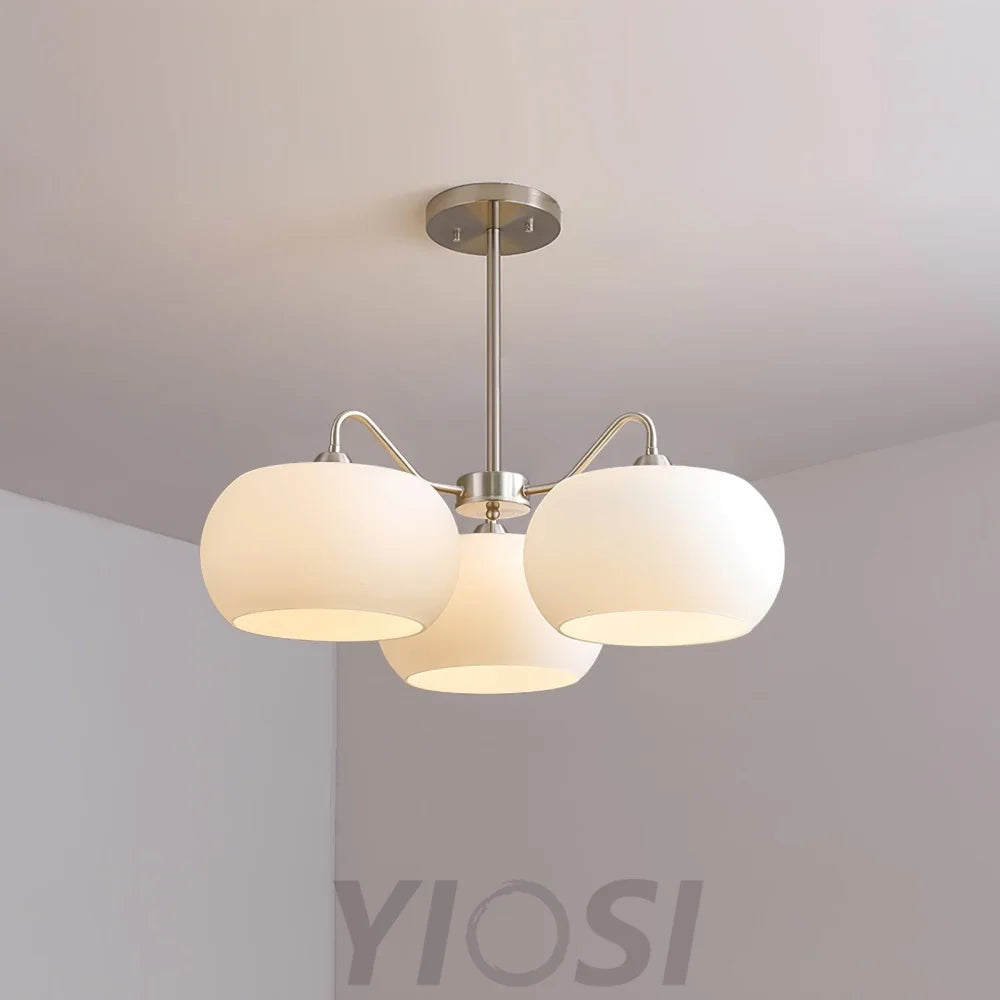 Nickel Glass Persimmon Chandelier with 3/5 heads - Glass Chandelier, Optimized, Persimmon-1-Yiosilamp