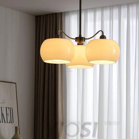 Nickel Glass Persimmon Chandelier with 3/5 heads - Glass Chandelier, Optimized, Persimmon-1-Yiosilamp