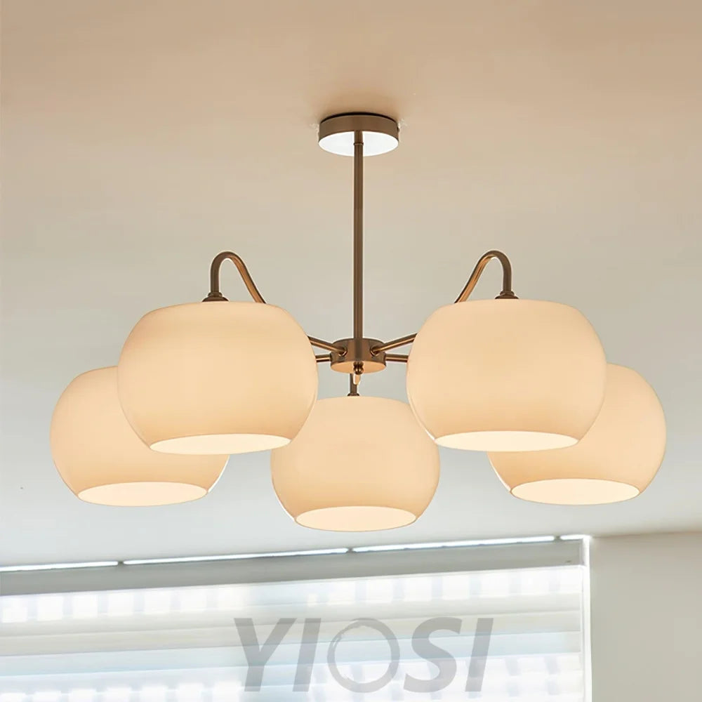 Nickel Glass Persimmon Chandelier with 3/5 heads - Glass Chandelier, Optimized, Persimmon-1-Yiosilamp