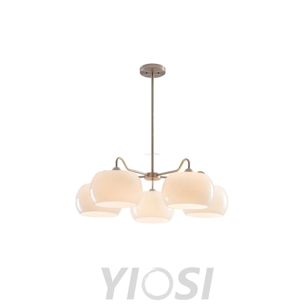 Nickel Glass Persimmon Chandelier with 3/5 heads - Glass Chandelier, Optimized, Persimmon-1-Yiosilamp