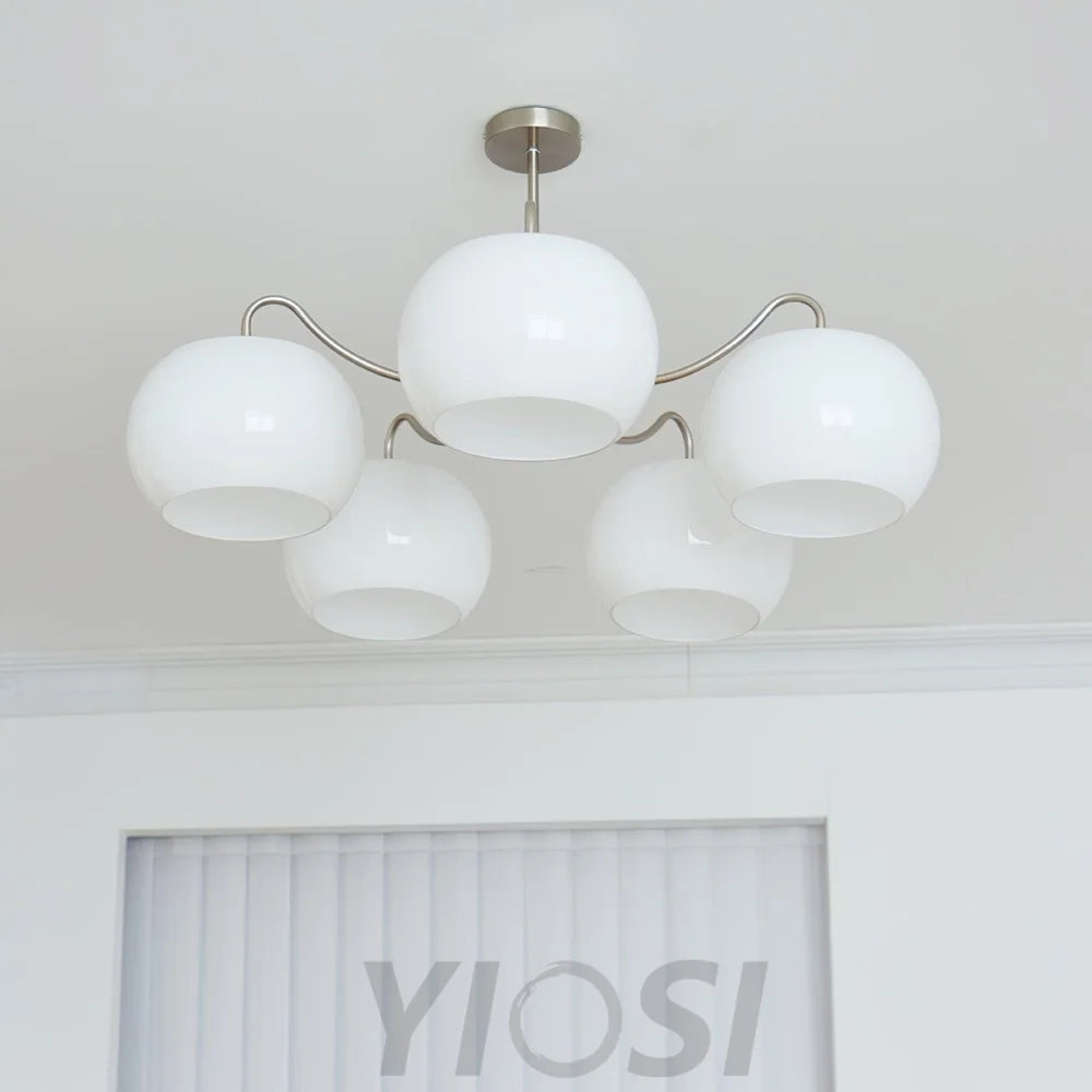 Nickel Glass Persimmon Chandelier with 3/5 heads - Glass Chandelier, Optimized, Persimmon-1-Yiosilamp