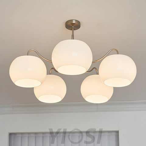 Nickel Glass Persimmon Chandelier with 3/5 heads - Glass Chandelier, Optimized, Persimmon-1-Yiosilamp