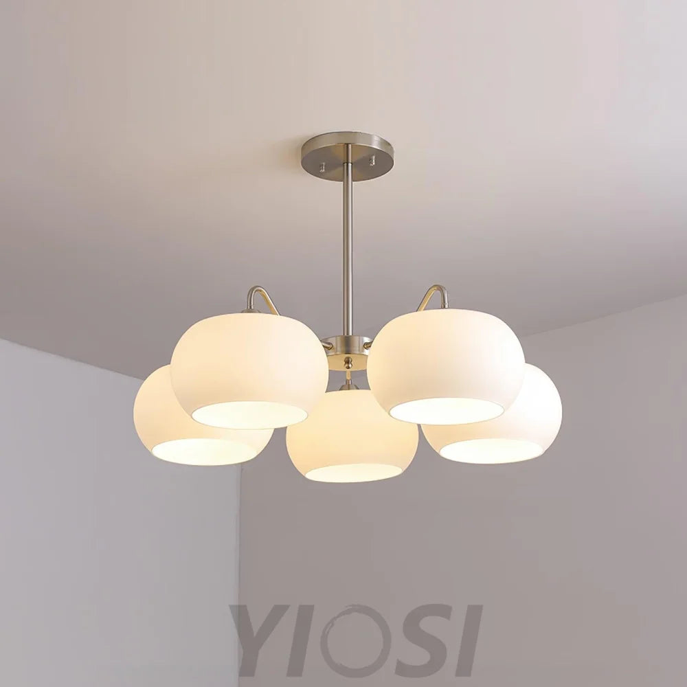 Nickel Glass Persimmon Chandelier with 3/5 heads - Glass Chandelier, Optimized, Persimmon-1-Yiosilamp