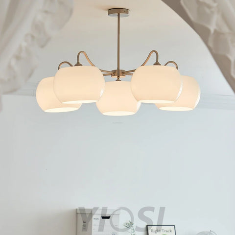 Nickel Glass Persimmon Chandelier with 3/5 heads - Glass Chandelier, Optimized, Persimmon-1-Yiosilamp