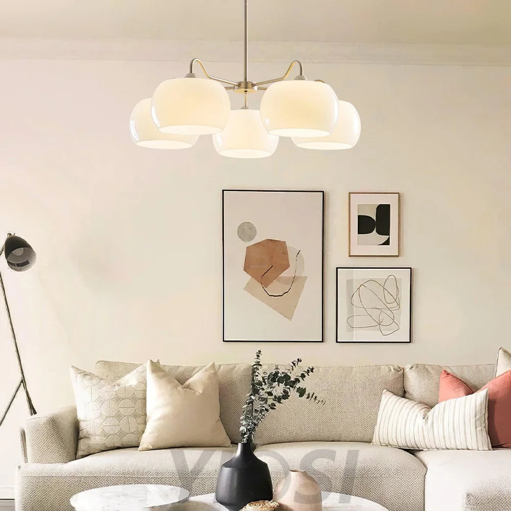 Nickel Glass Persimmon Chandelier with 3/5 heads - Glass Chandelier, Optimized, Persimmon-1-Yiosilamp