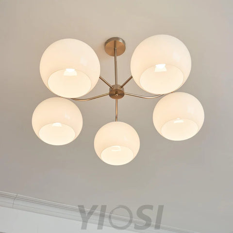 Nickel Glass Persimmon Chandelier with 3/5 heads - Glass Chandelier, Optimized, Persimmon-1-Yiosilamp