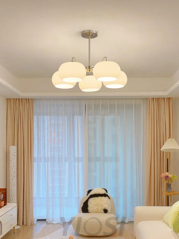 Nickel Glass Persimmon Chandelier with 3/5 heads - Glass Chandelier, Optimized, Persimmon-1-Yiosilamp